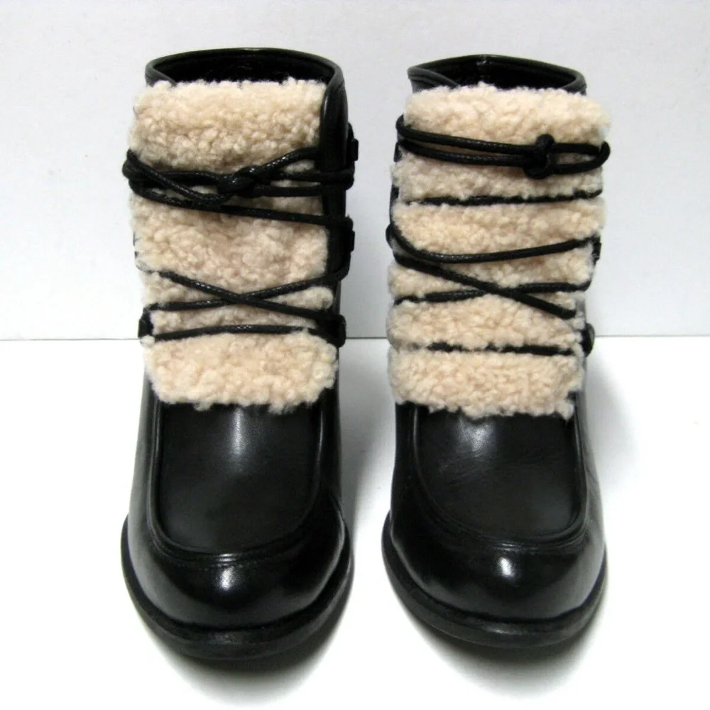 New UGG Women Shearling Fur Black Boot - Picture 2 of 4